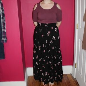 Torrid's black floor length skirt